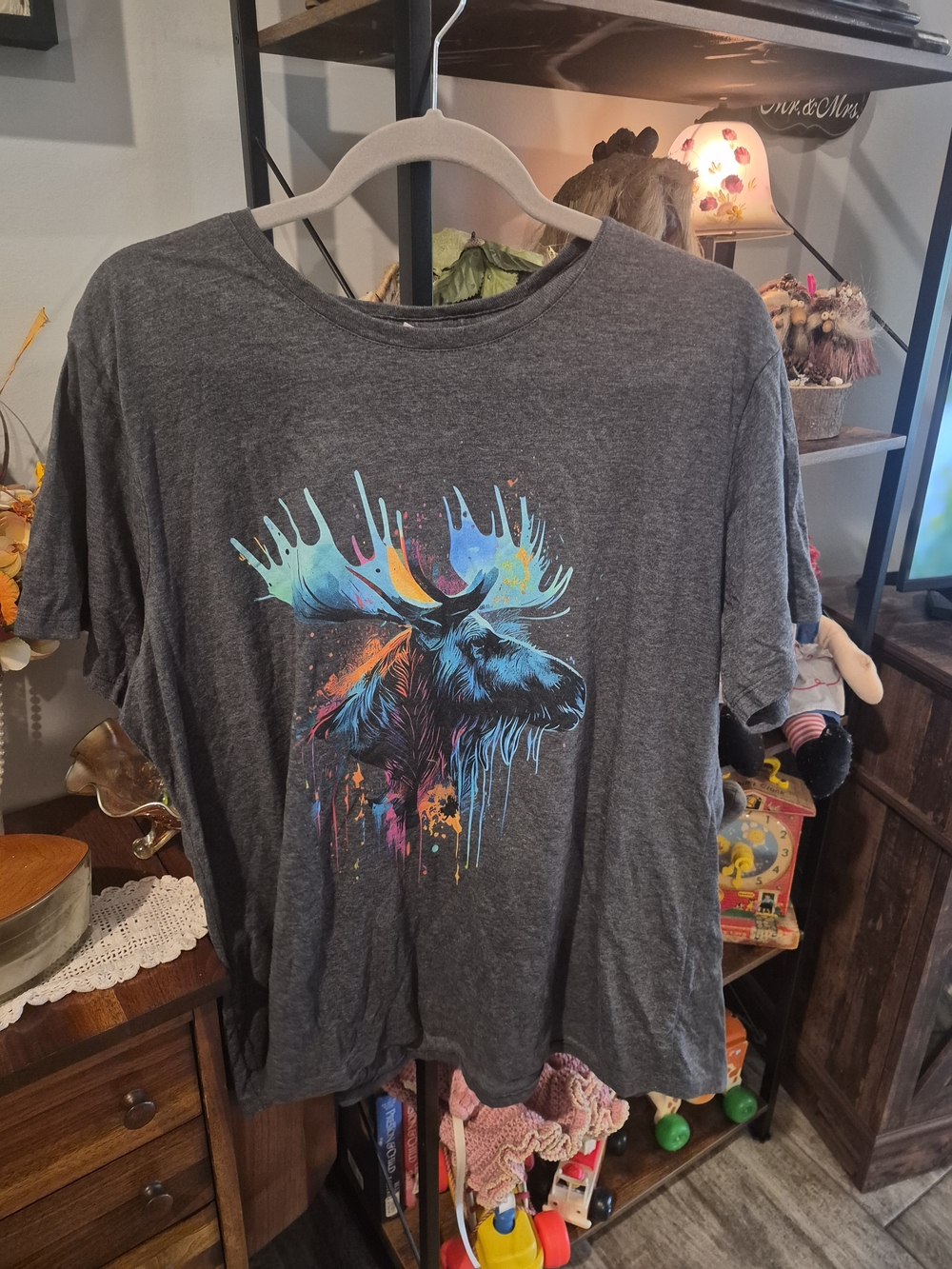 Gray Graphic Moose Tee - Unbranded